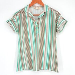 Vintage Center‎ Stage Stripe Roll Short Sleeve Women's Size Large